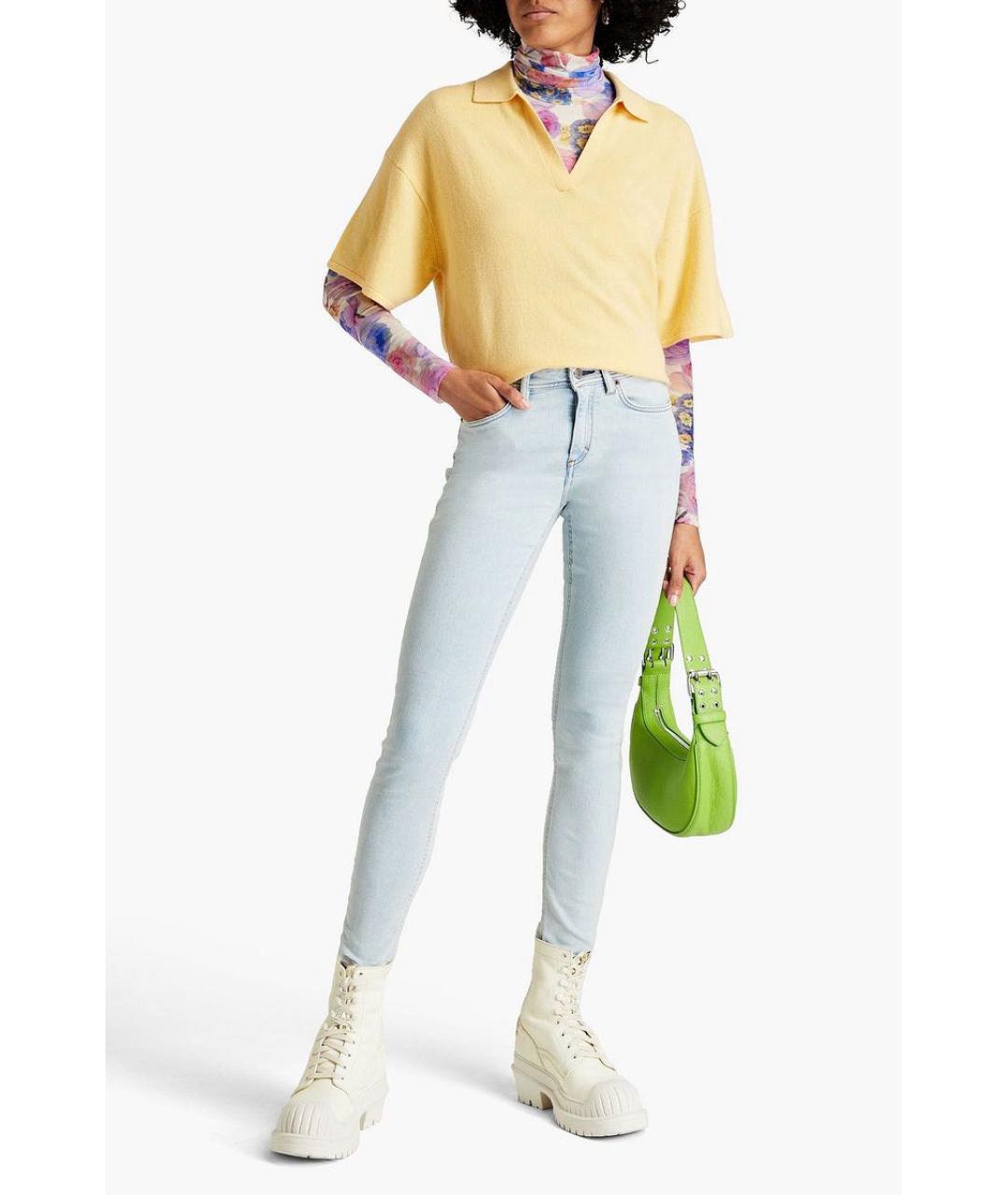 ACNE STUDIOS Голубые хлопко-полиэстеровые джинсы слим, фото 3