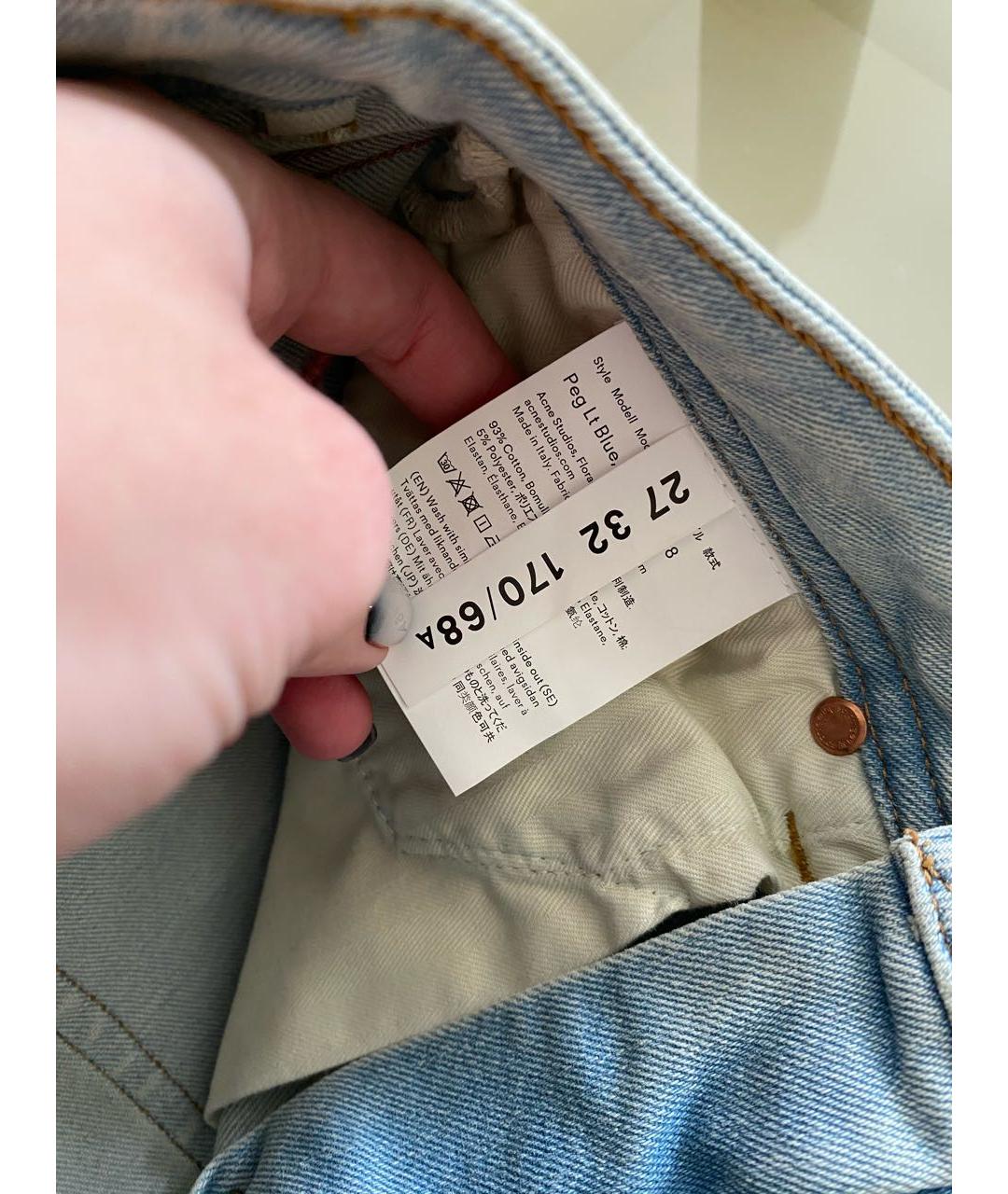 ACNE STUDIOS Голубые хлопко-полиэстеровые джинсы слим, фото 7