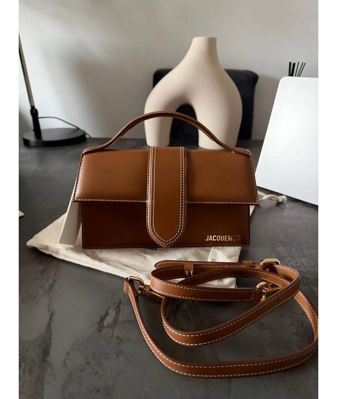 JACQUEMUS Коричневая кожаная сумка через плечо, фото 4
