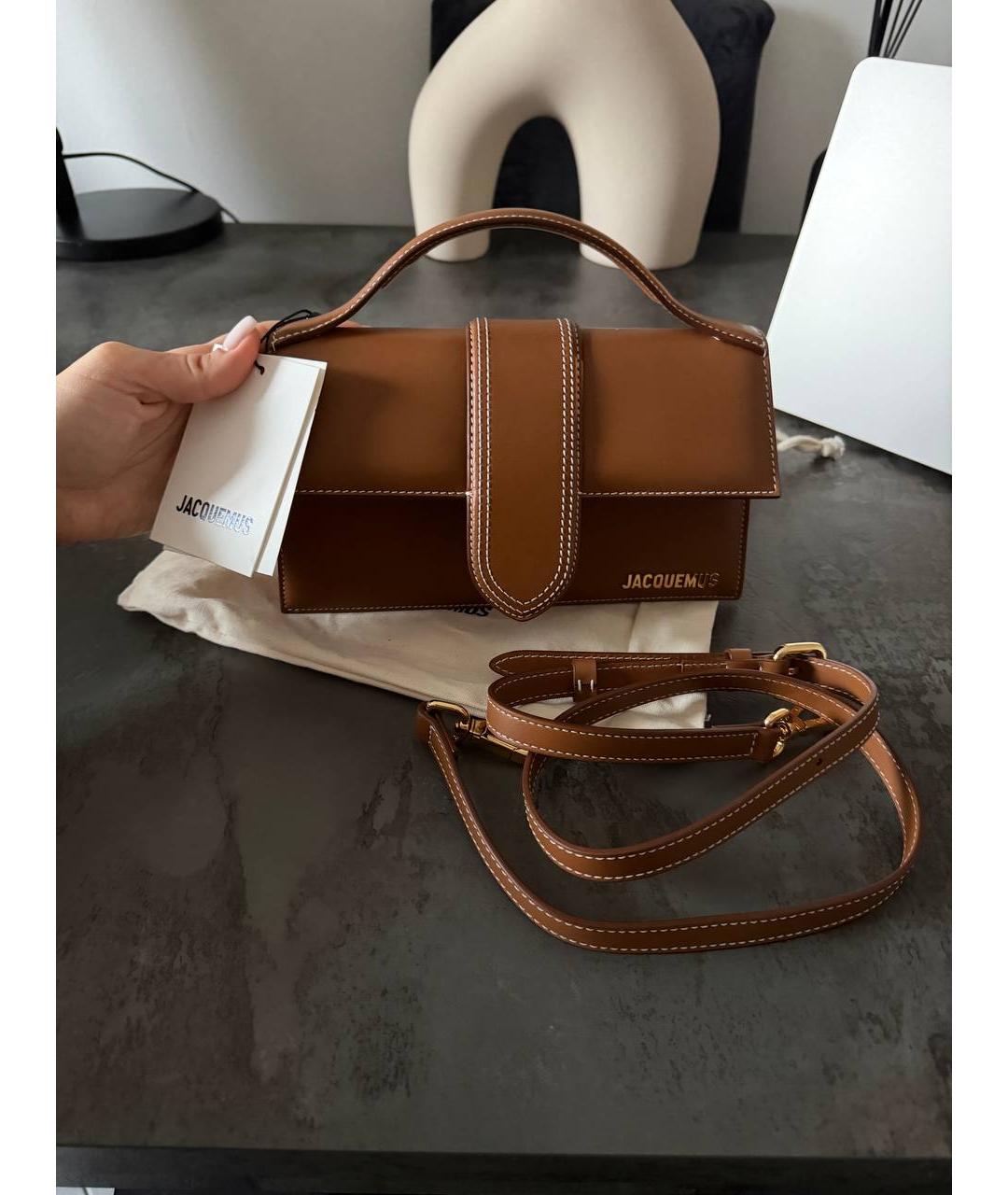 JACQUEMUS Коричневая кожаная сумка через плечо, фото 2