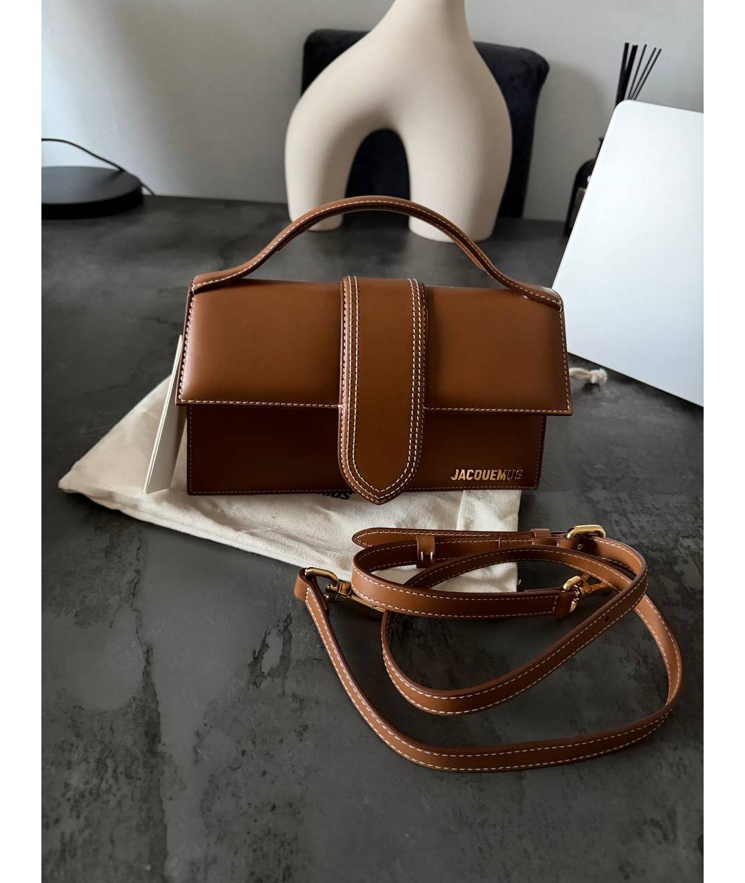 JACQUEMUS Коричневая кожаная сумка через плечо, фото 3