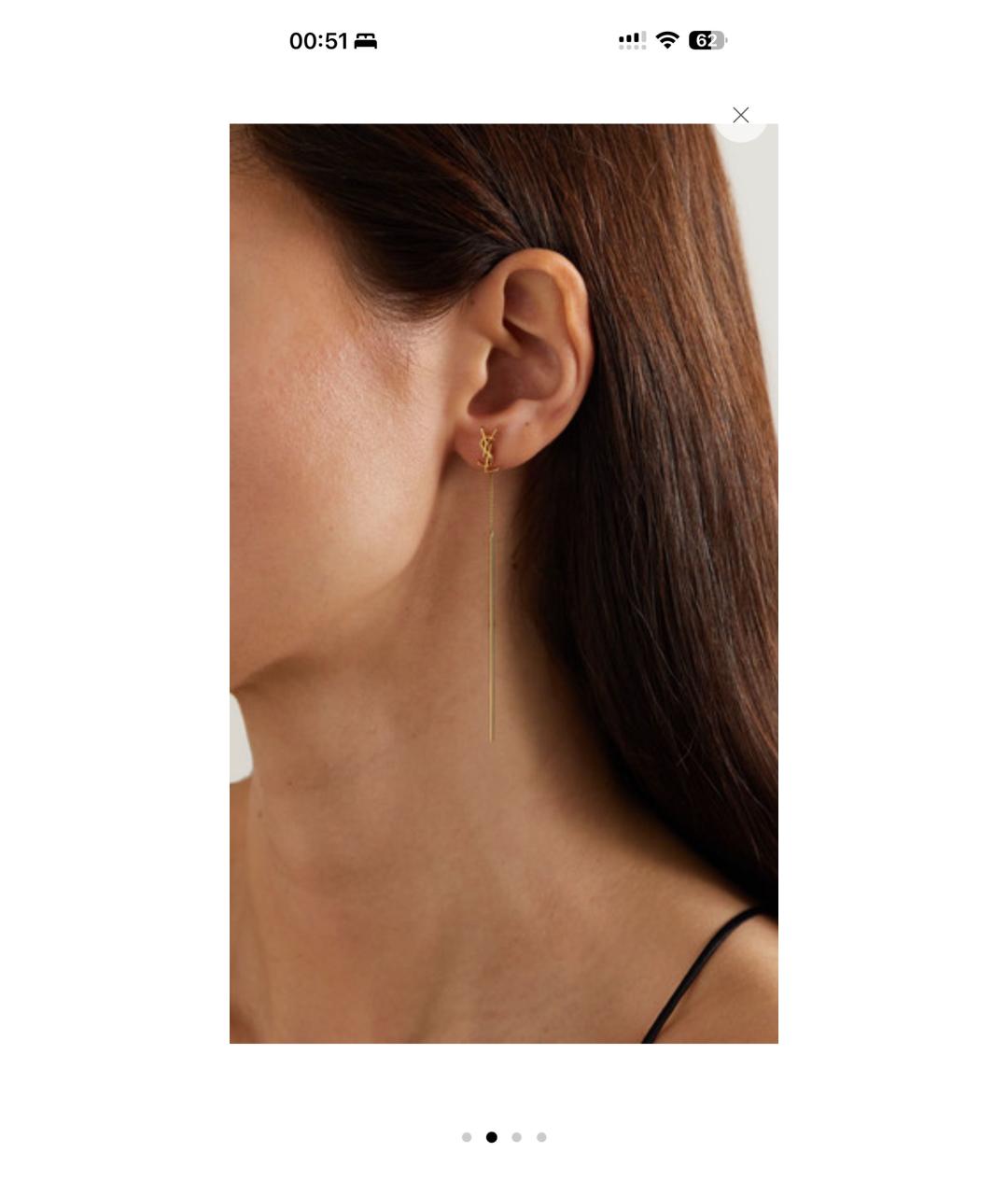 SAINT LAURENT Золотые металлические серьги, фото 2