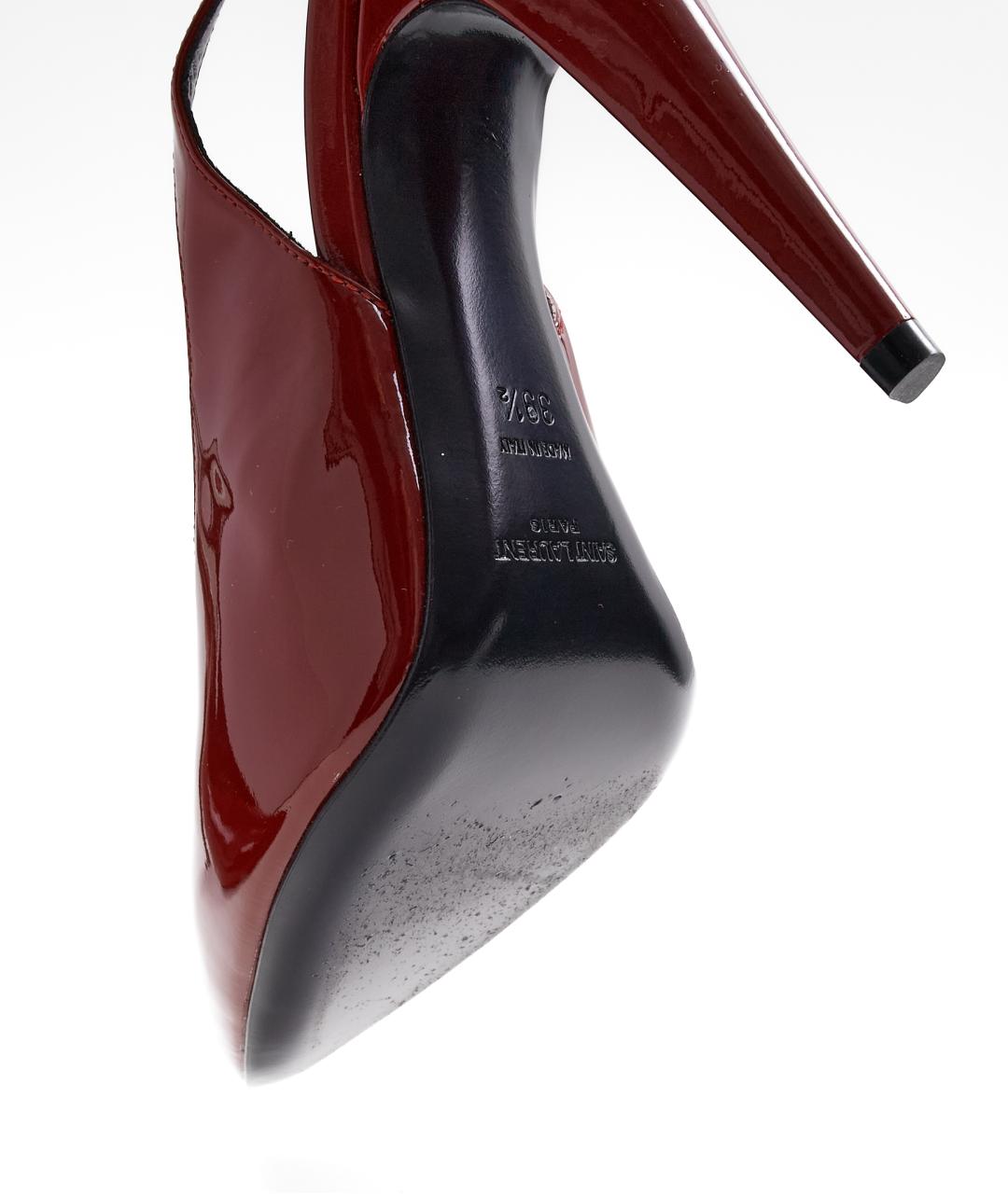 SAINT LAURENT Бордовые кожаные туфли, фото 6
