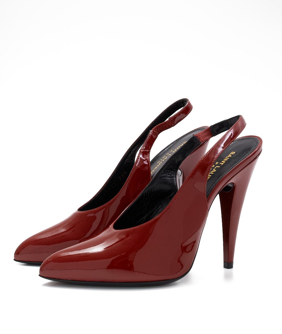 SAINT LAURENT Бордовые кожаные туфли, фото 2