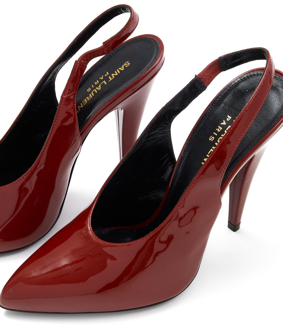 SAINT LAURENT Бордовые кожаные туфли, фото 4