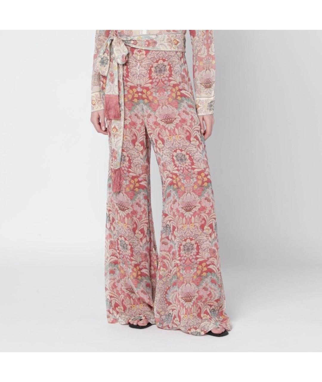 ZIMMERMANN Красные вискозные прямые брюки, фото 3