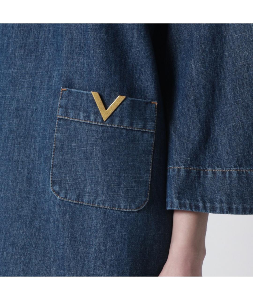 VALENTINO Синее хлопковое повседневное платье, фото 4