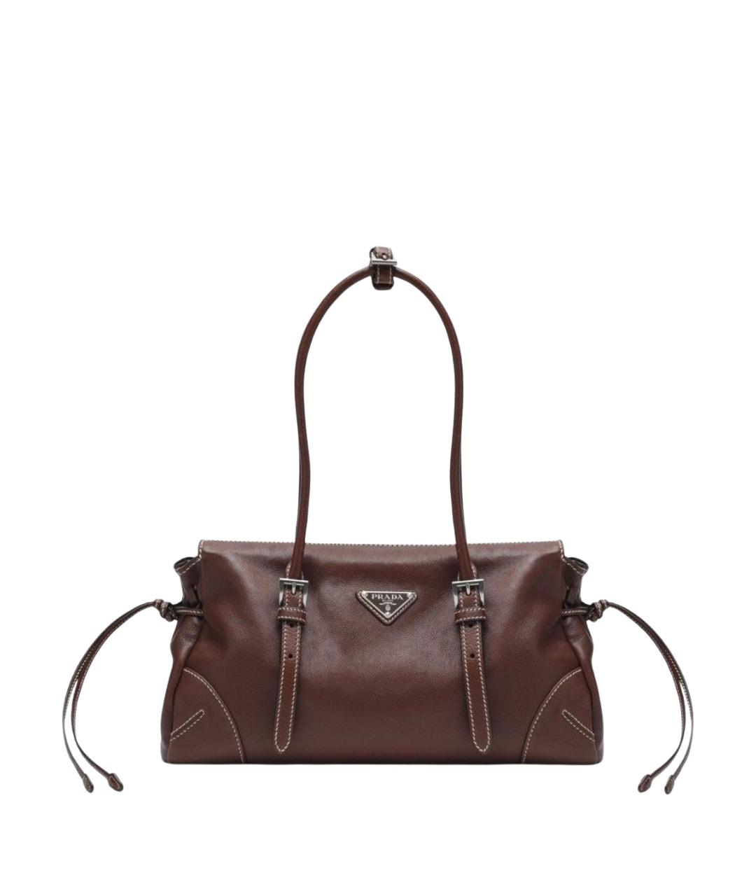 PRADA Коричневая кожаная сумка через плечо, фото 1