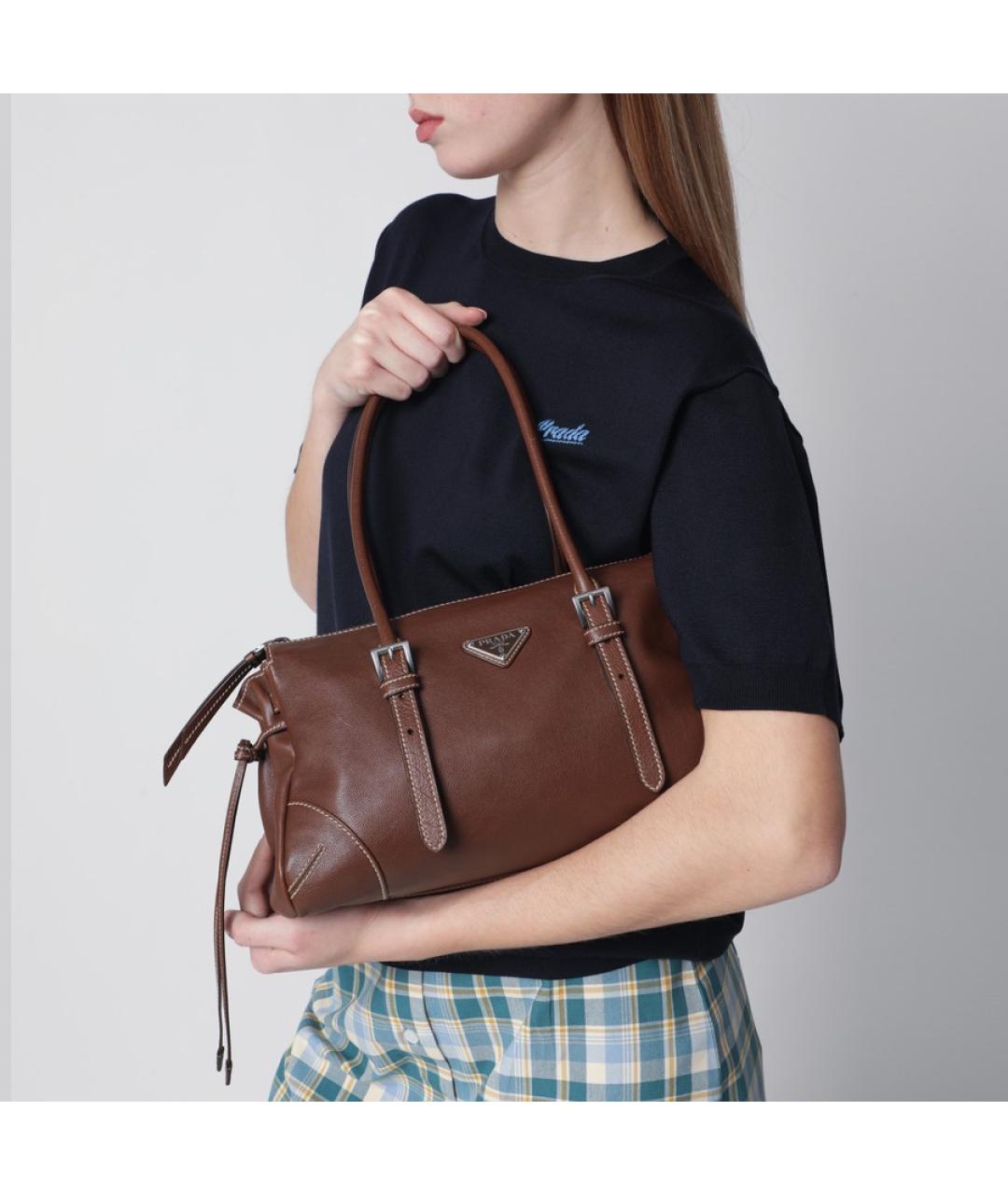 PRADA Коричневая кожаная сумка через плечо, фото 3