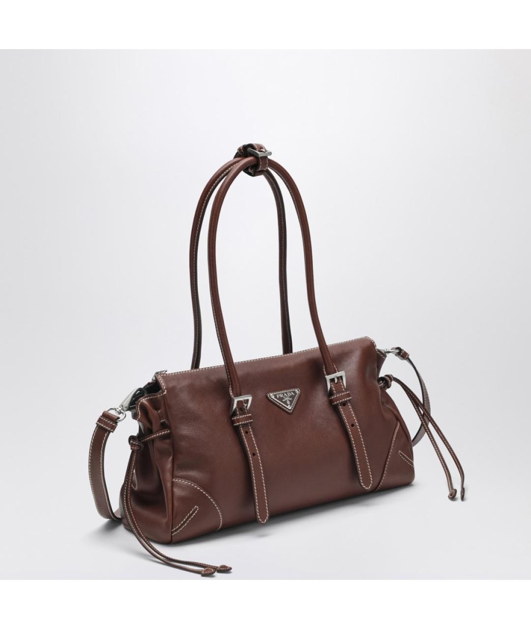 PRADA Коричневая кожаная сумка через плечо, фото 4