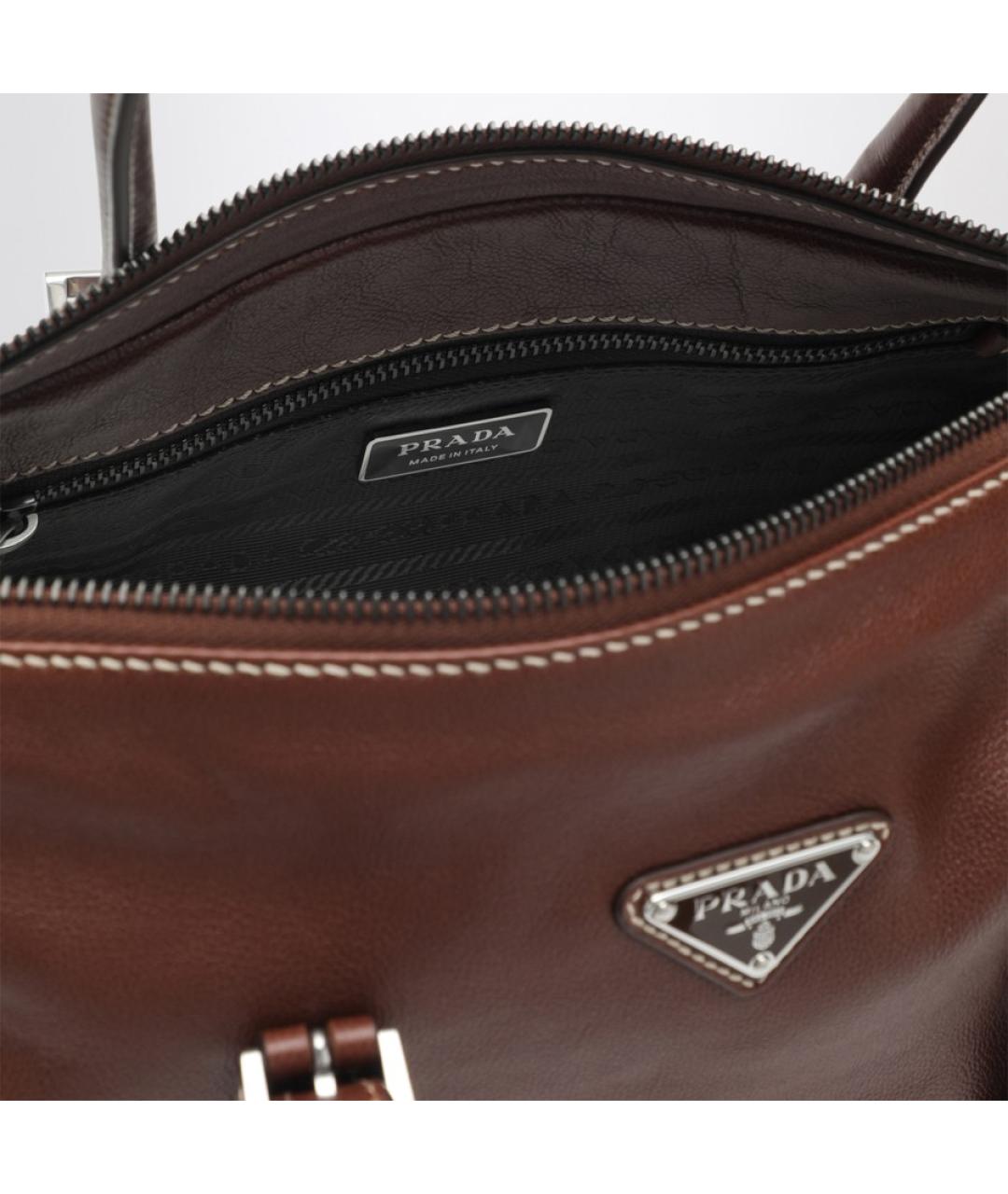 PRADA Коричневая кожаная сумка через плечо, фото 5