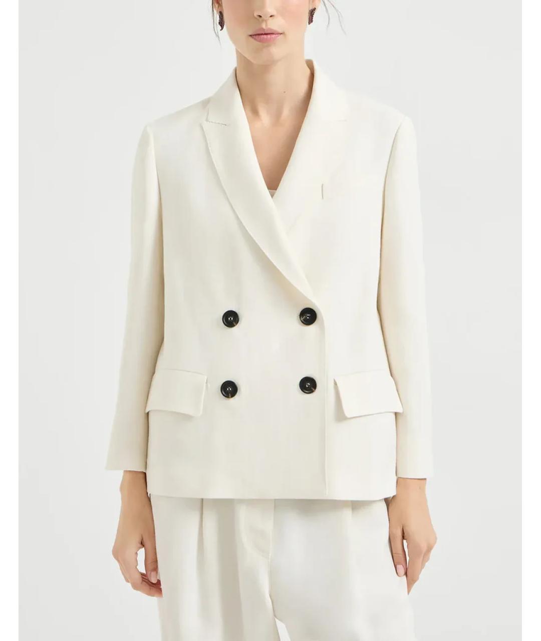 BRUNELLO CUCINELLI Белый вискозный жакет/пиджак, фото 3