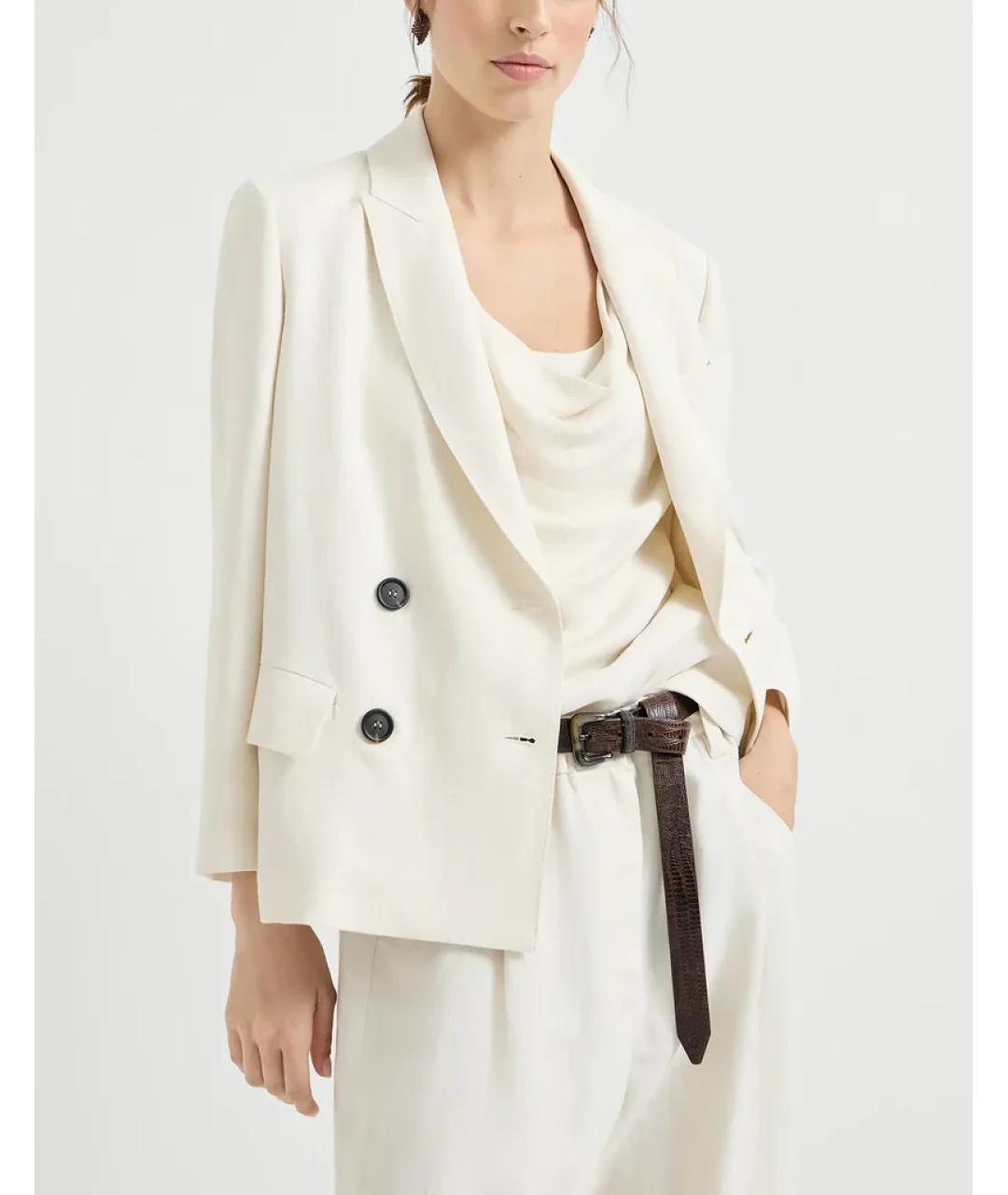BRUNELLO CUCINELLI Белый вискозный жакет/пиджак, фото 5