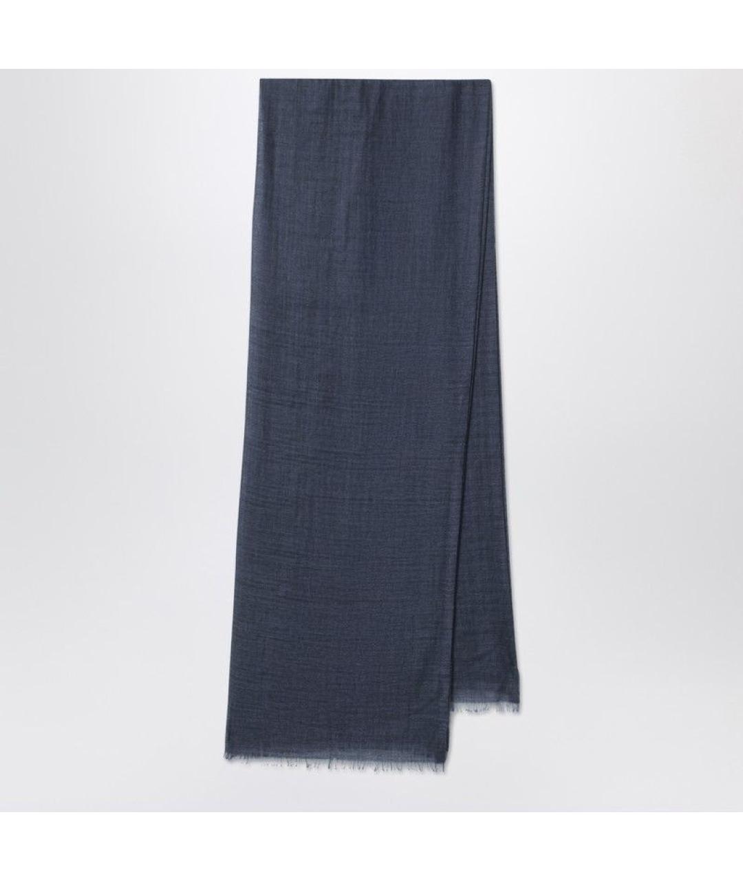 LORO PIANA Синий кашемировый шарф, фото 3
