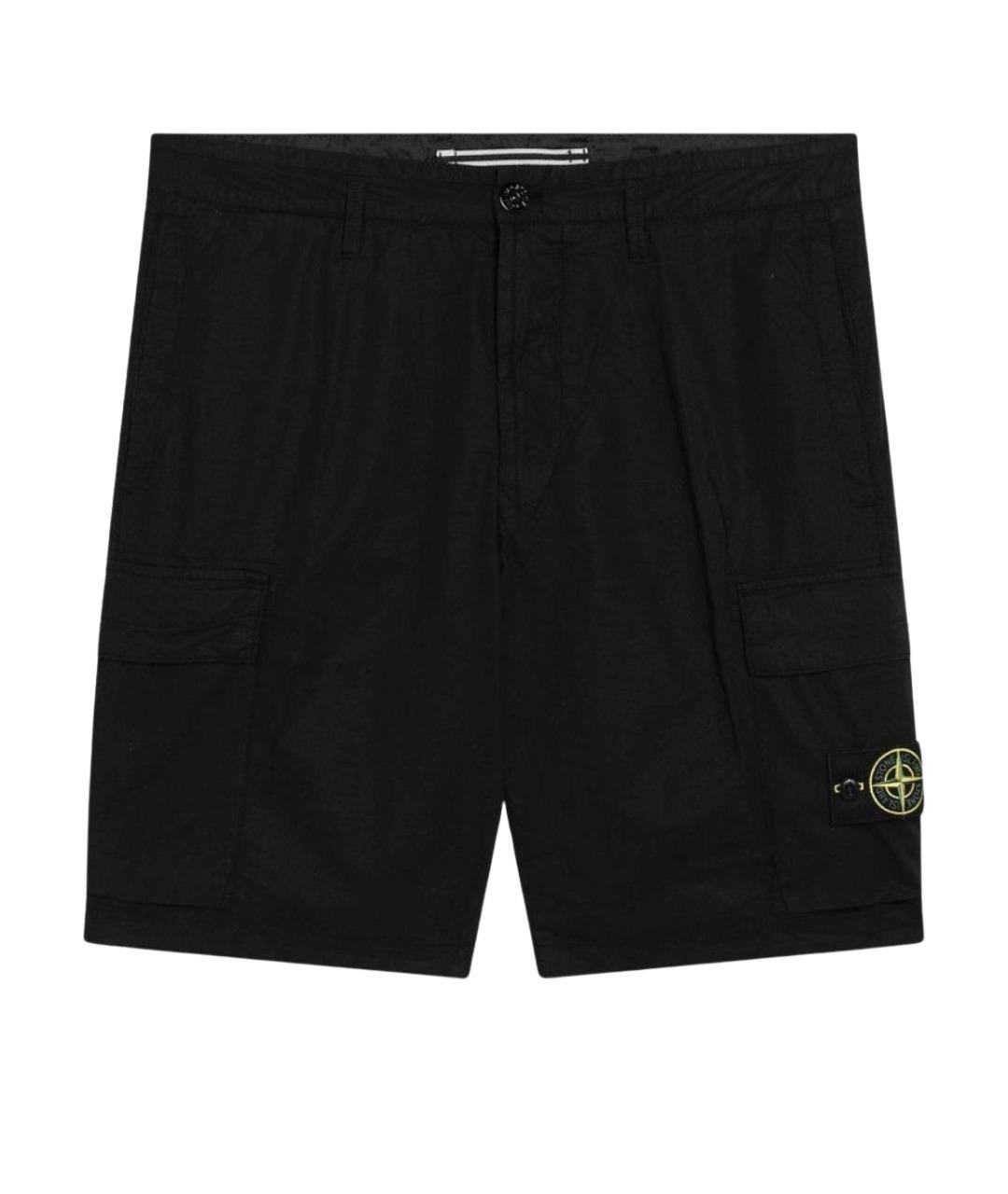 STONE ISLAND Черные хлопковые шорты, фото 1