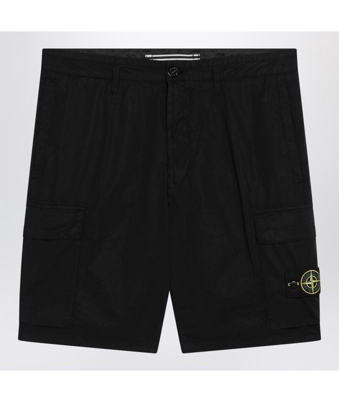 STONE ISLAND Черные хлопковые шорты, фото 3