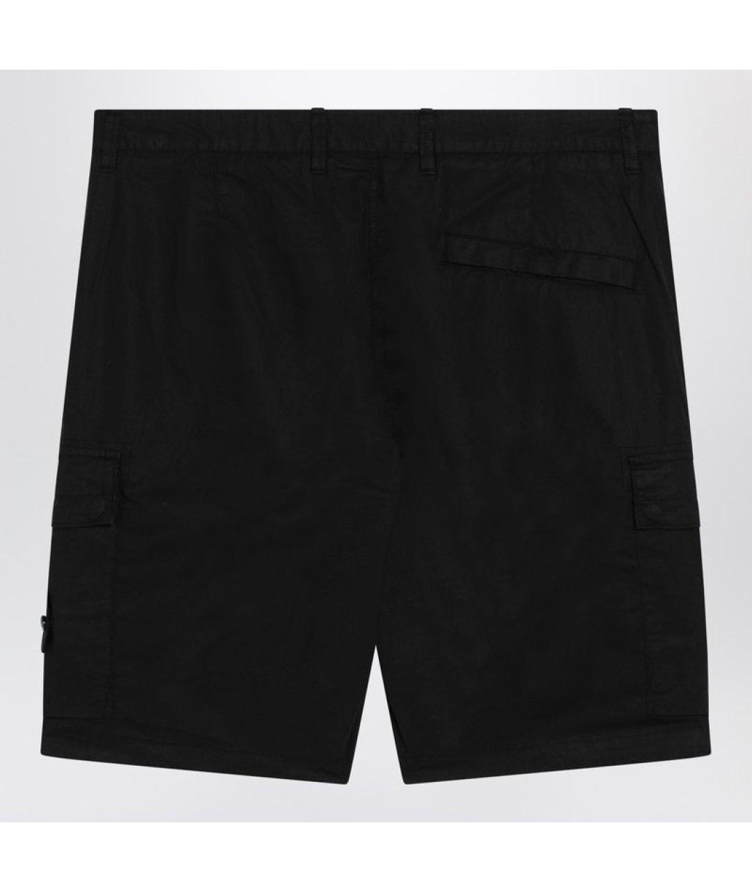 STONE ISLAND Черные хлопковые шорты, фото 2