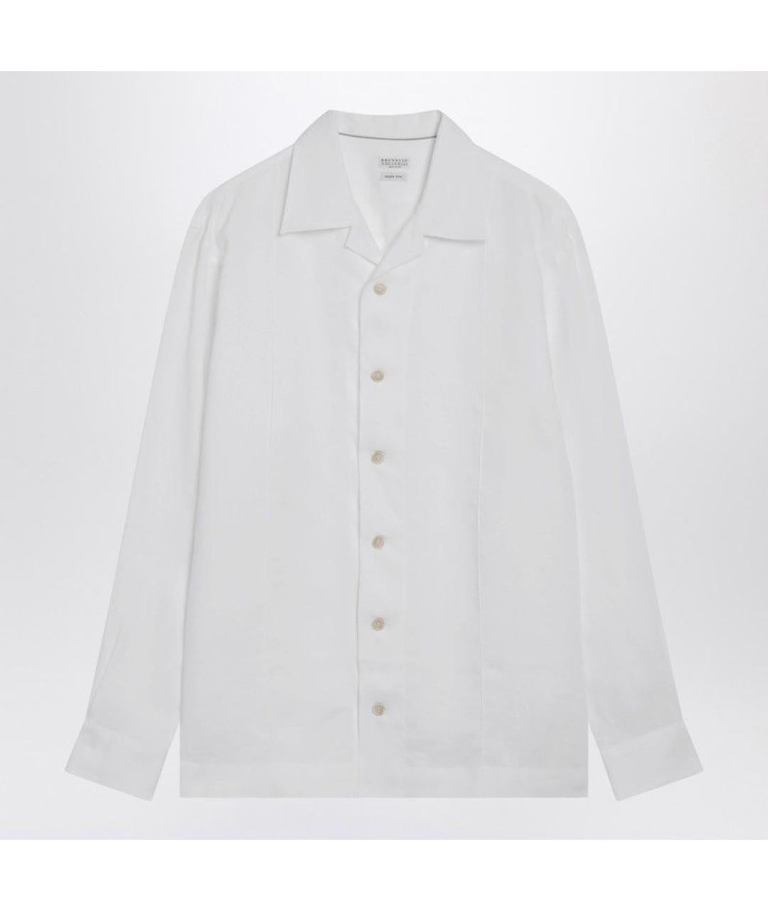 BRUNELLO CUCINELLI Белая льняная кэжуал рубашка, фото 3