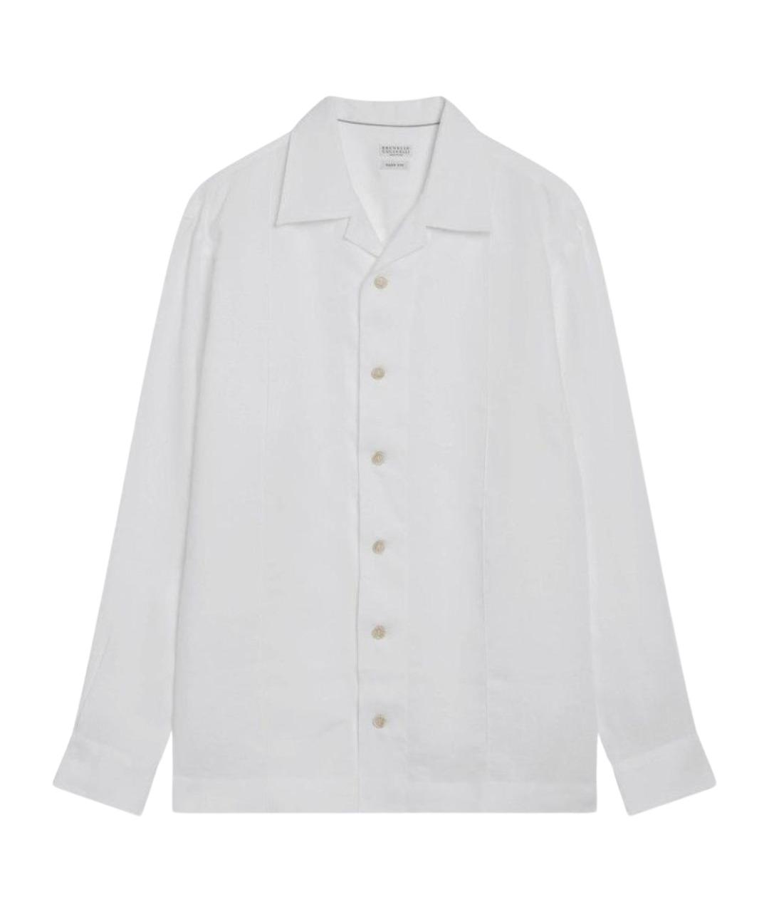 BRUNELLO CUCINELLI Белая льняная кэжуал рубашка, фото 1