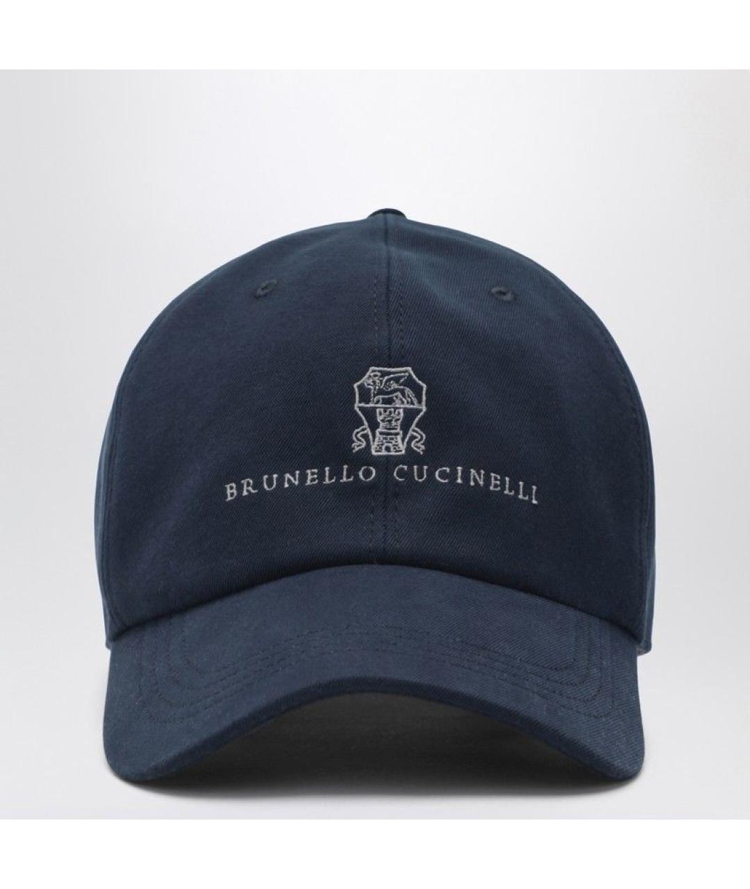BRUNELLO CUCINELLI Синяя кожаная кепка/бейсболка, фото 3