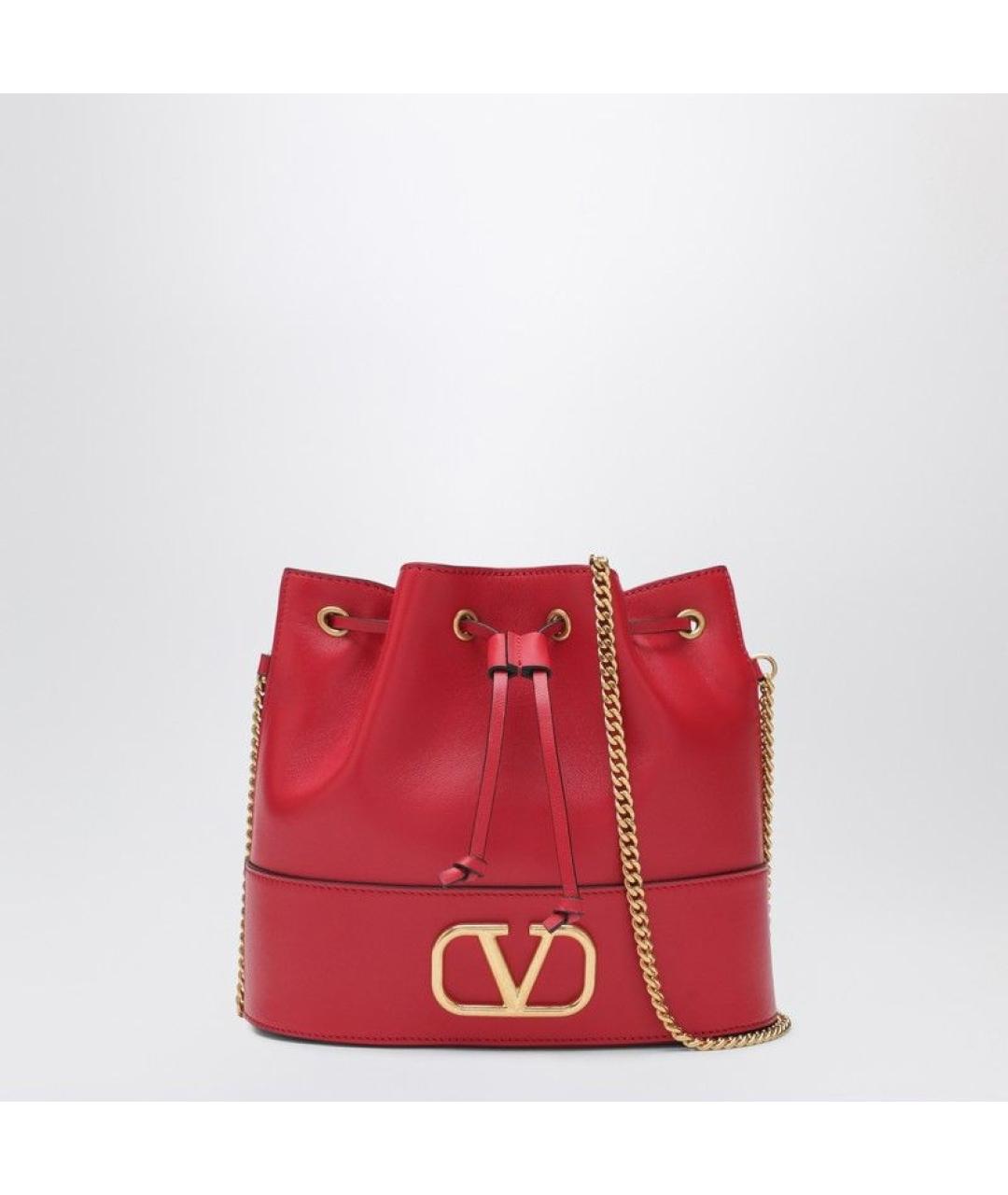 VALENTINO Красная кожаная сумка тоут, фото 7