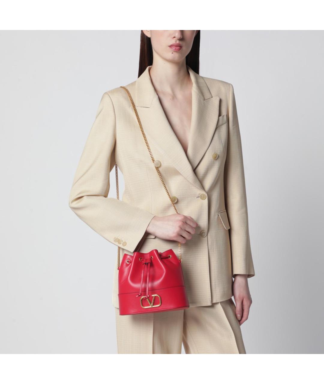 VALENTINO Красная кожаная сумка тоут, фото 3