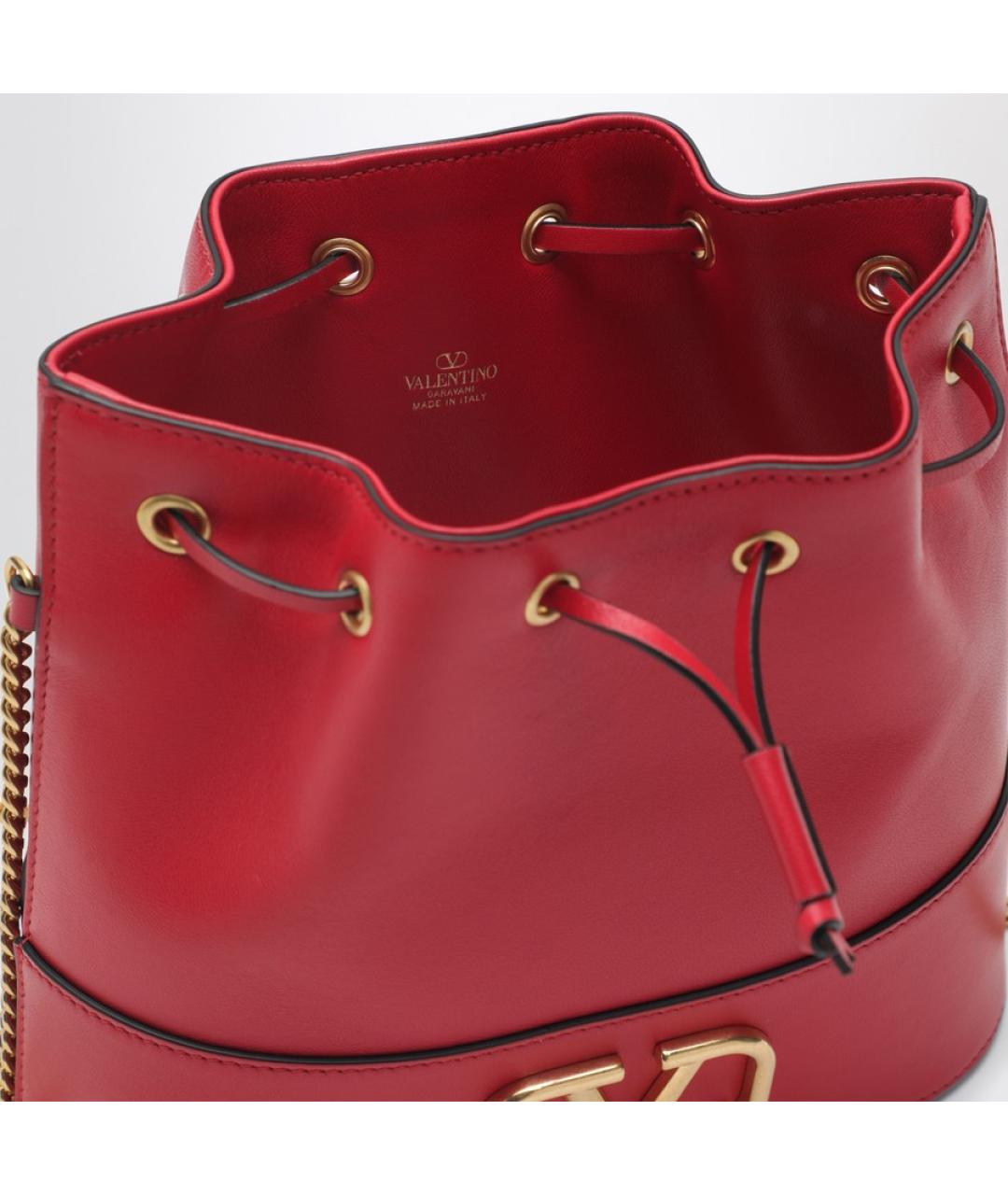 VALENTINO Красная кожаная сумка тоут, фото 5