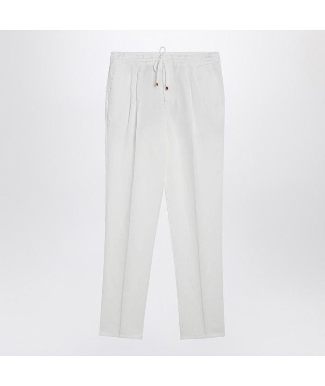 BRUNELLO CUCINELLI Белые льняные повседневные брюки, фото 3