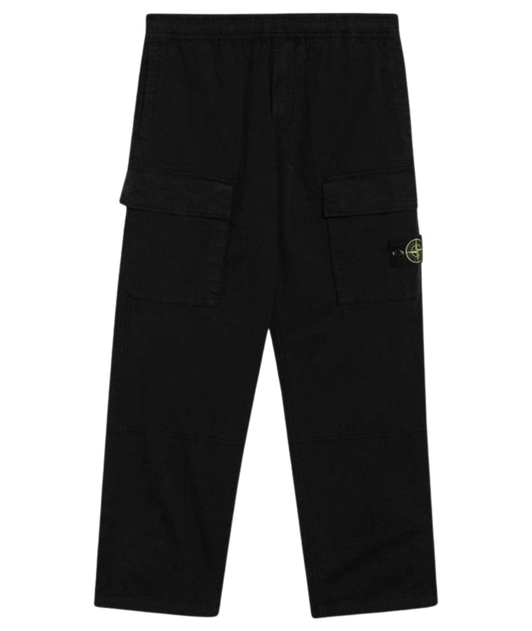 STONE ISLAND Черные хлопковые повседневные брюки, фото 1