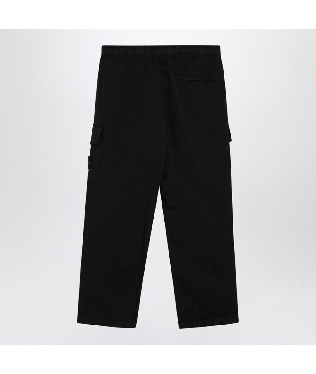 STONE ISLAND Черные хлопковые повседневные брюки, фото 2