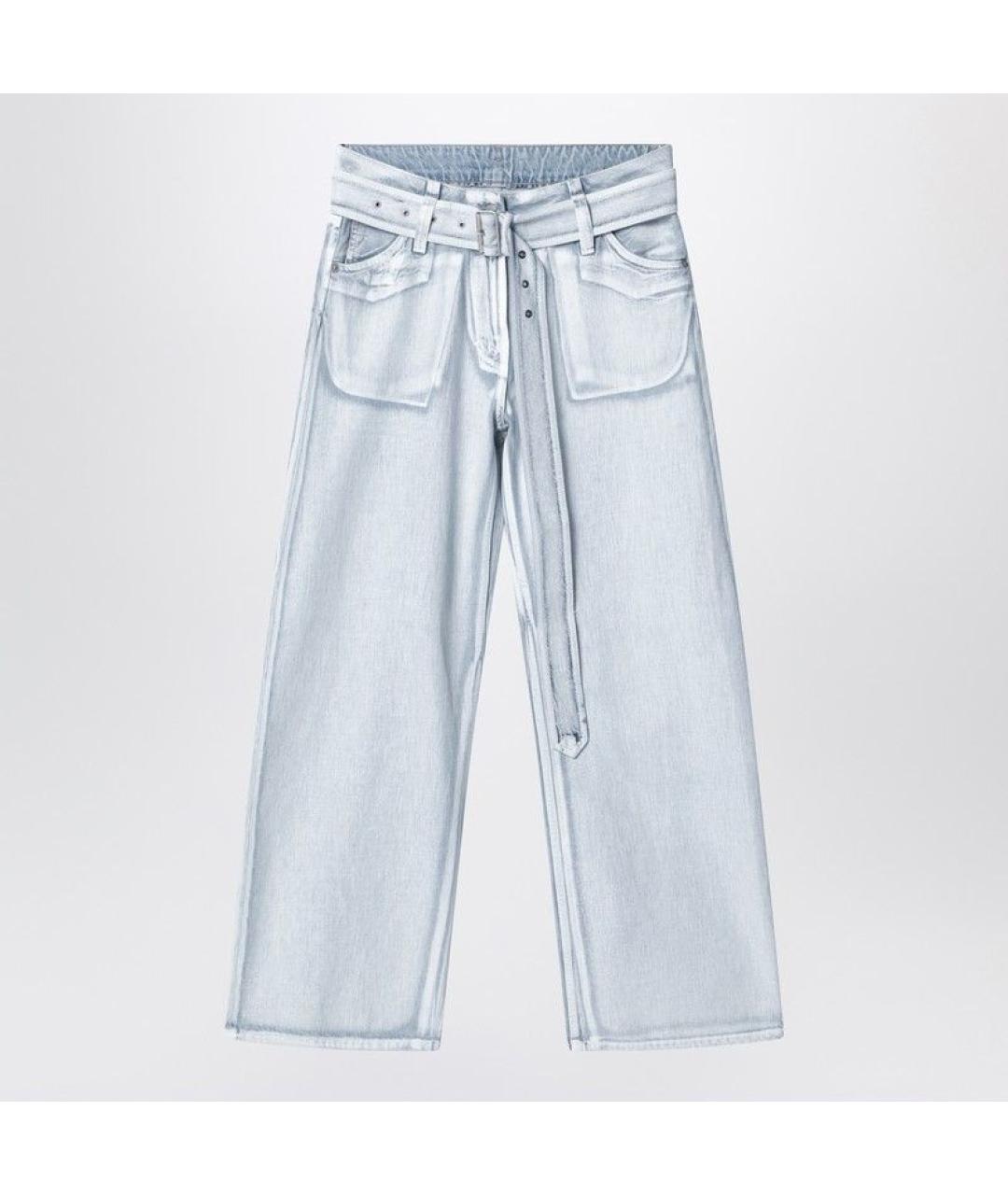 ACNE STUDIOS Голубые хлопковые прямые брюки, фото 3