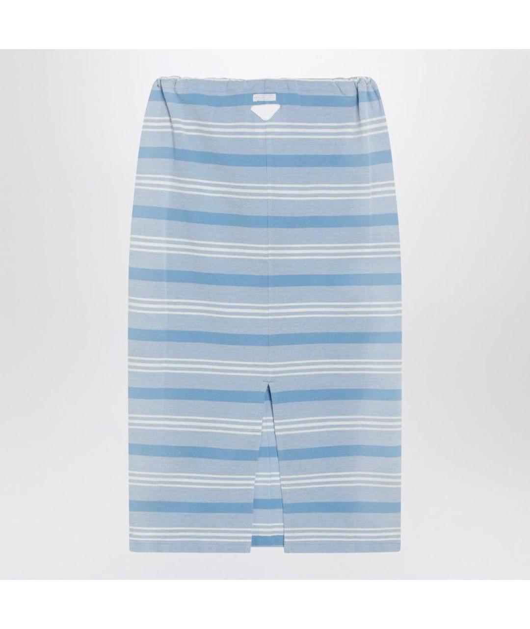 PRADA Голубая хлопковая юбка миди, фото 2