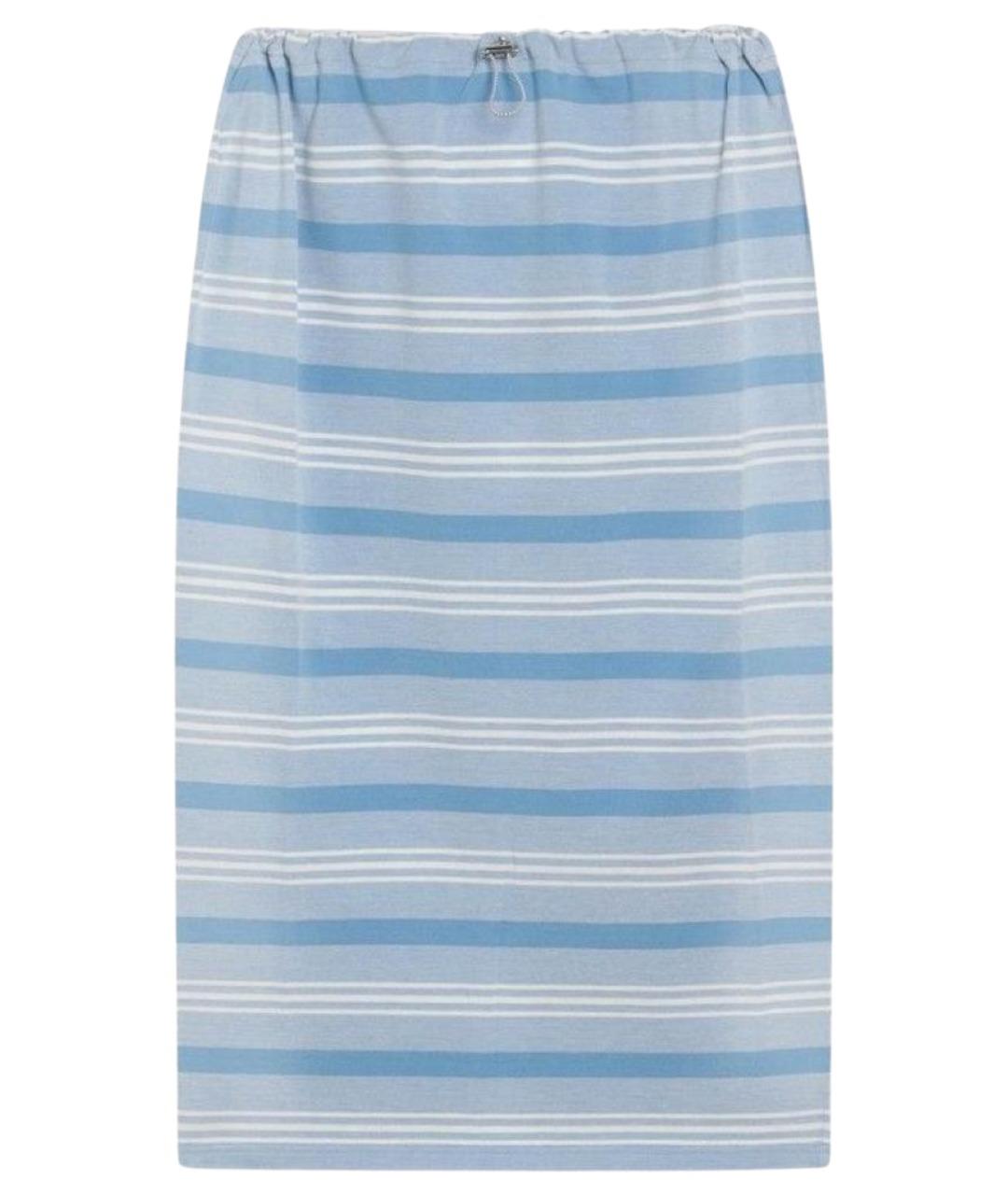 PRADA Голубая хлопковая юбка миди, фото 1