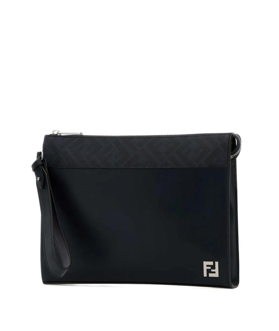 FENDI Темно-синяя кожаная барсетка, фото 3