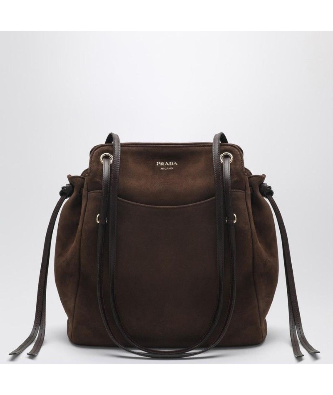 PRADA Коричневая кожаная сумка тоут, фото 7
