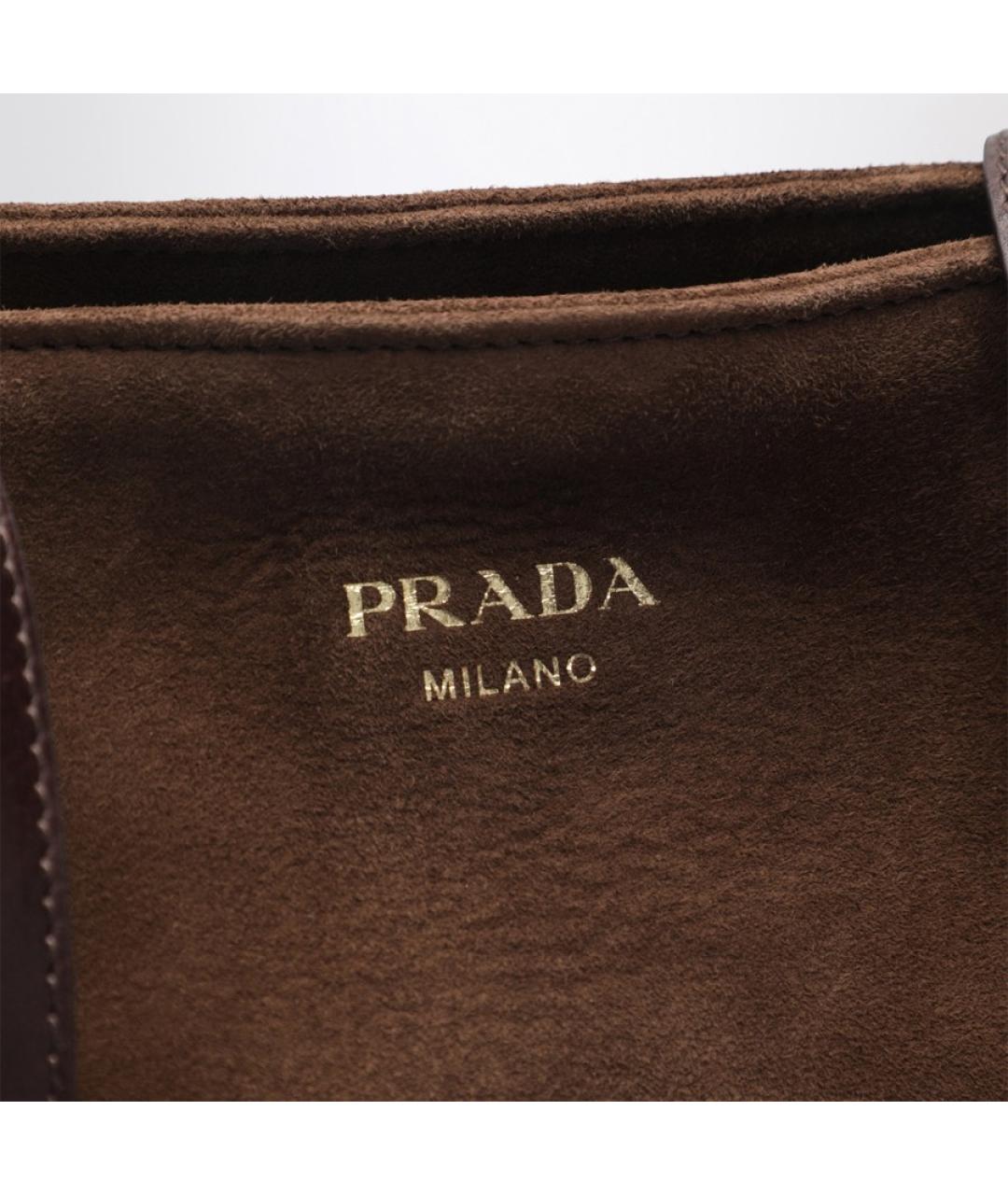 PRADA Коричневая кожаная сумка тоут, фото 6