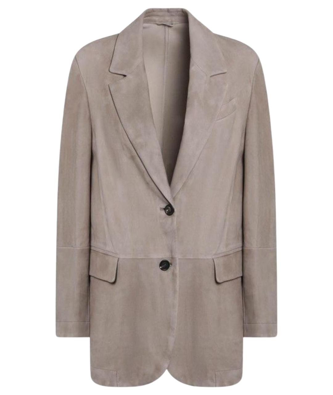 BRUNELLO CUCINELLI Бежевый замшевый жакет/пиджак, фото 1