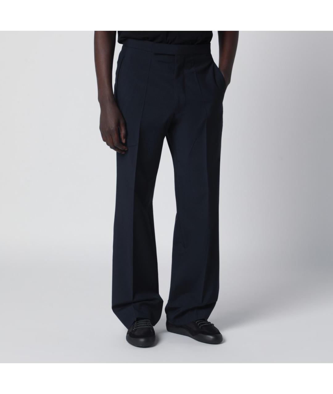 PRADA Синие шерстяные повседневные брюки, фото 2