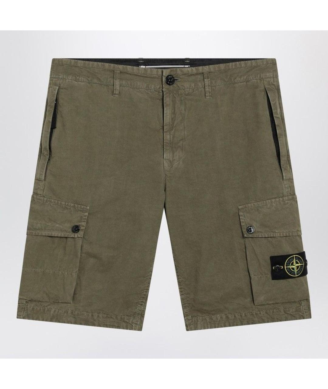 STONE ISLAND Зеленые хлопковые шорты, фото 3