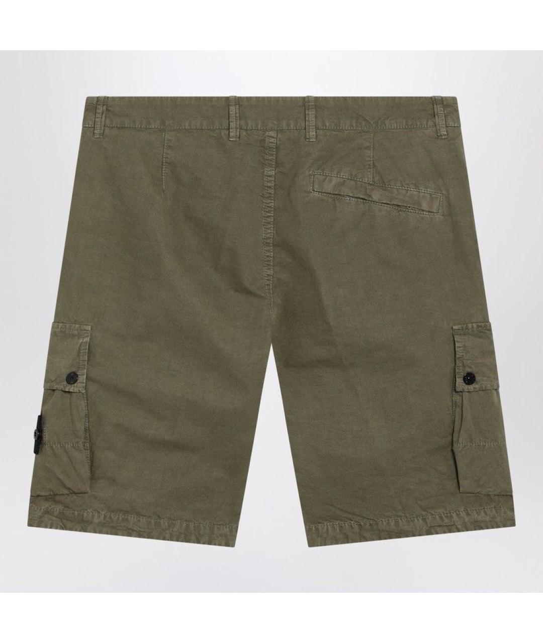 STONE ISLAND Зеленые хлопковые шорты, фото 2