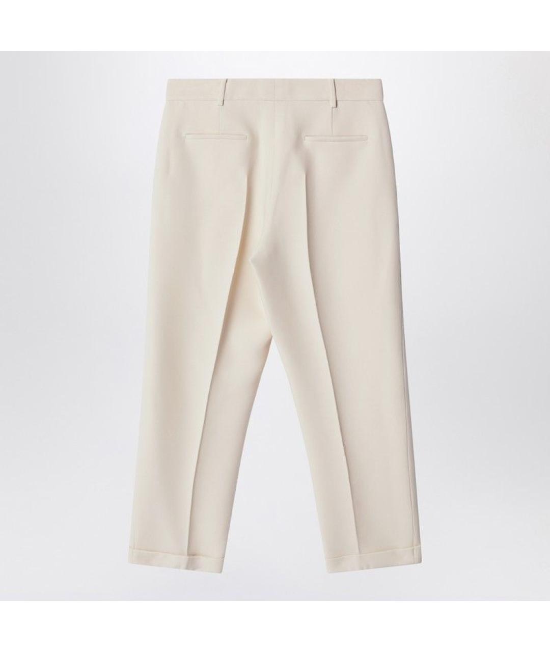 FENDI Бежевые шерстяные прямые брюки, фото 2