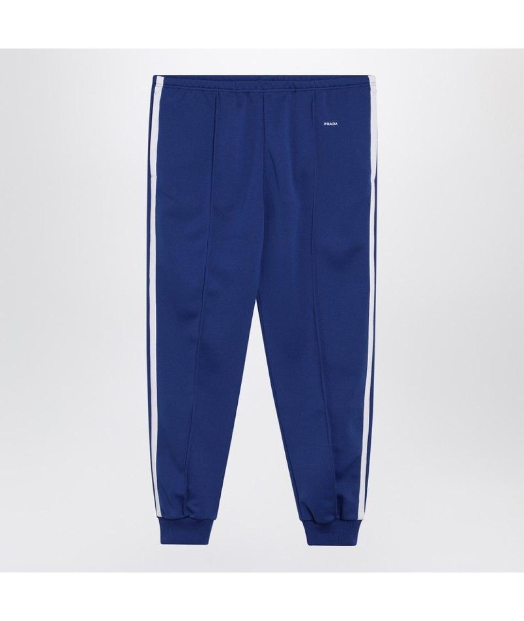 PRADA Синие шерстяные повседневные брюки, фото 3
