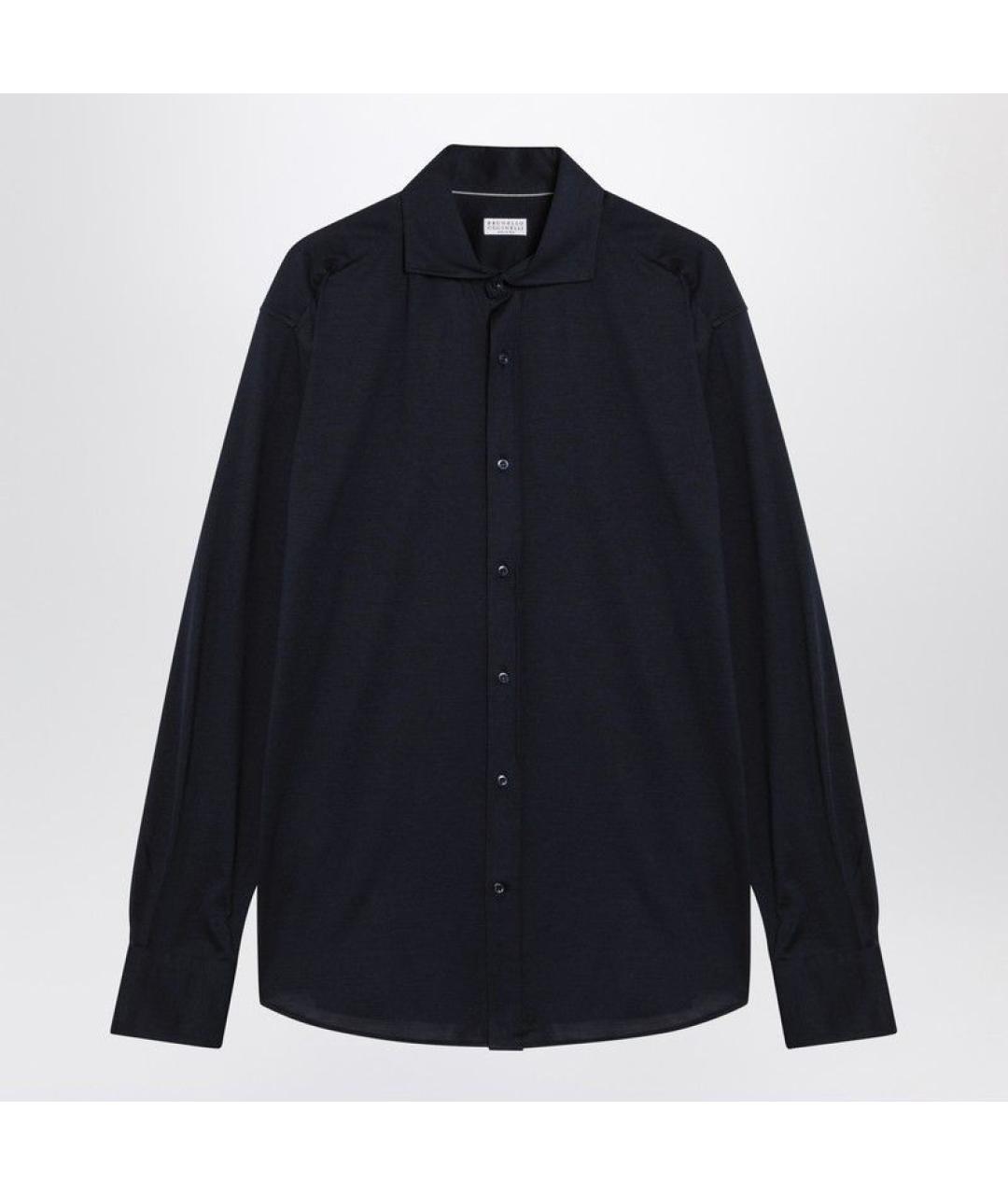 BRUNELLO CUCINELLI Синяя шелковая кэжуал рубашка, фото 3
