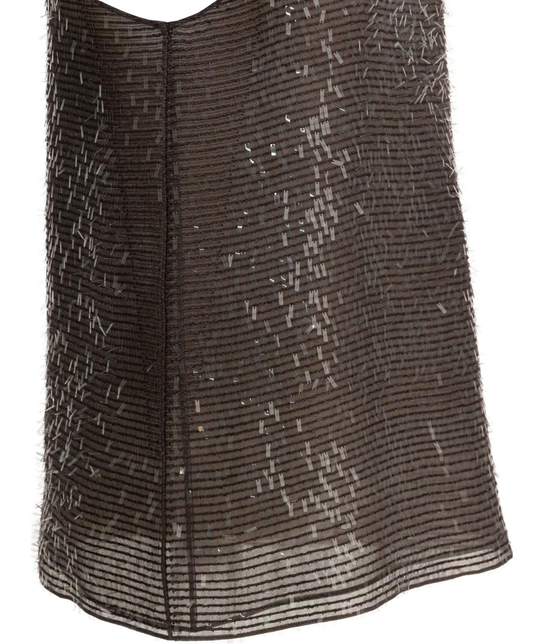 BRUNELLO CUCINELLI Коричневая шелковая майка, фото 4