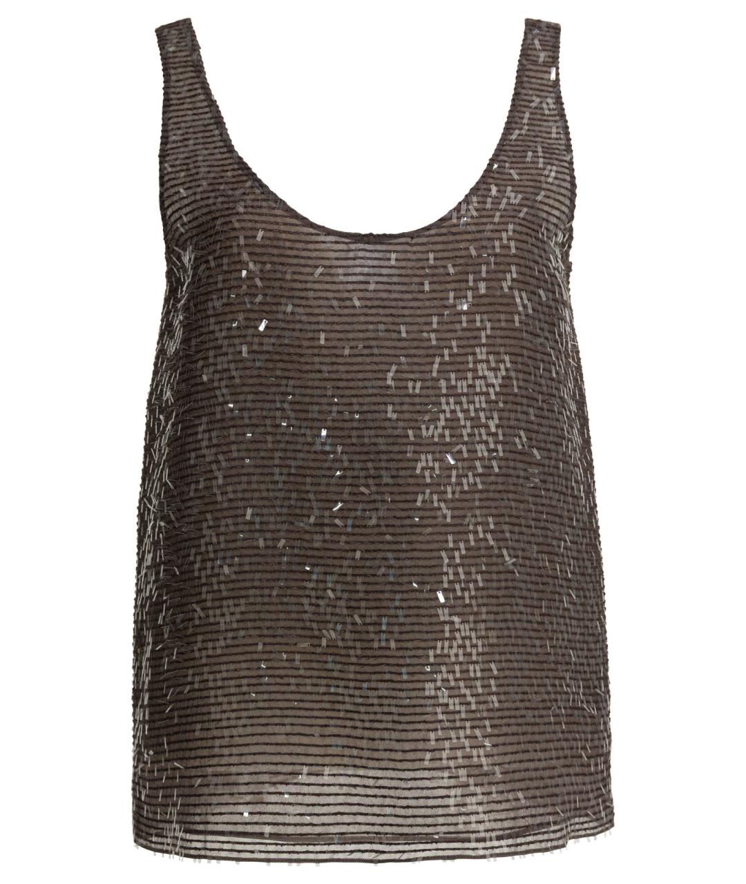 BRUNELLO CUCINELLI Коричневая шелковая майка, фото 1