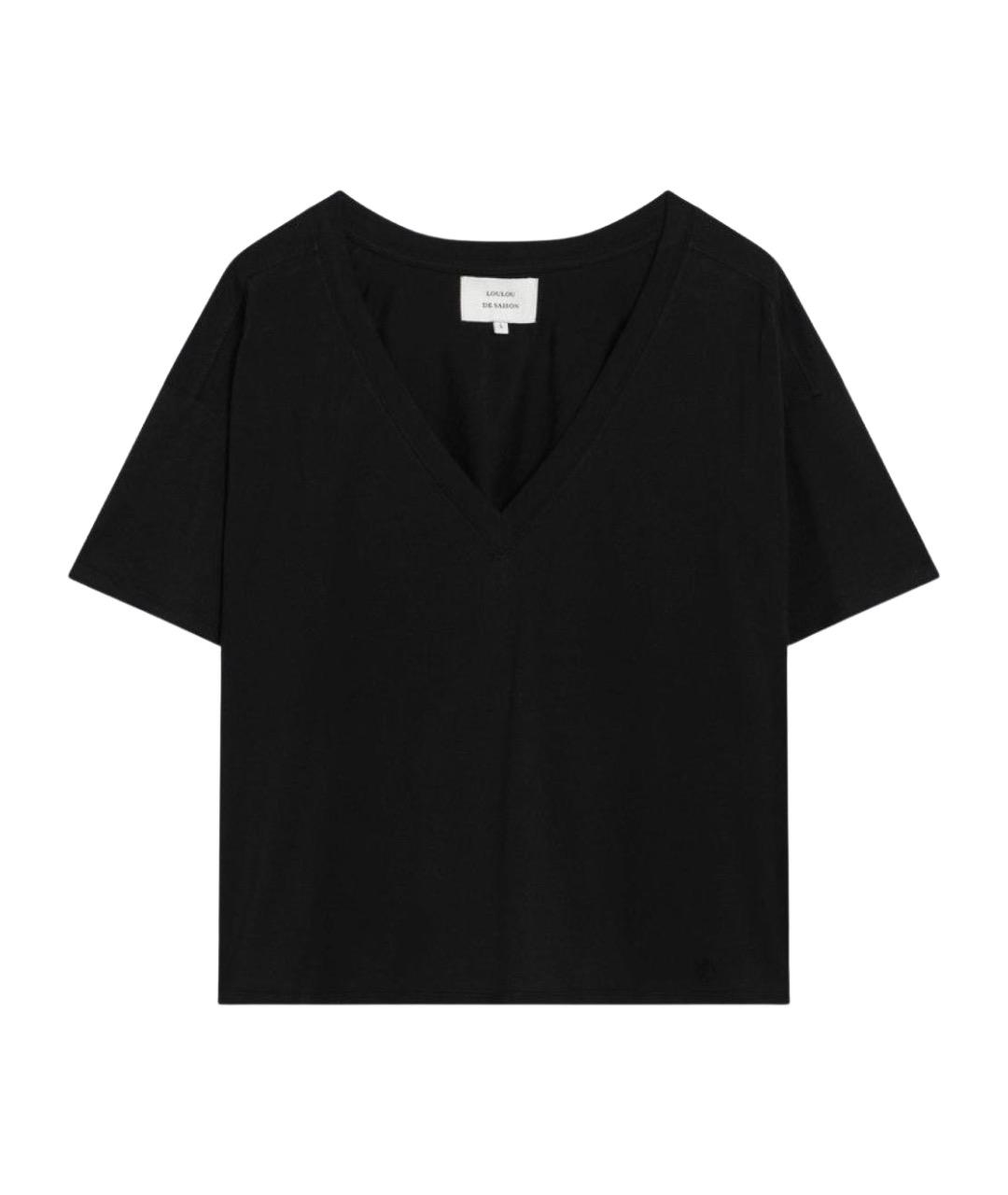 LOULOU STUDIO Черная хлопковая футболка, фото 1