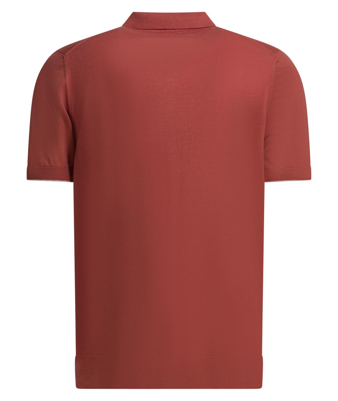 BRUNELLO CUCINELLI Красное хлопковое поло с коротким рукавом, фото 2