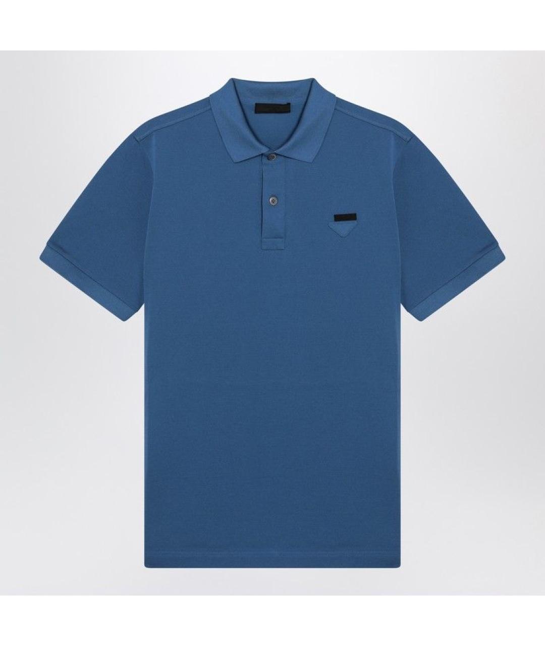 PRADA Голубое хлопковое поло с коротким рукавом, фото 3