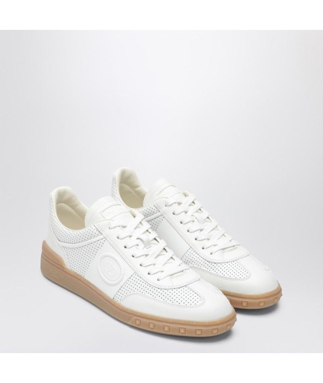 VALENTINO Белые кожаные низкие кроссовки / кеды, фото 2