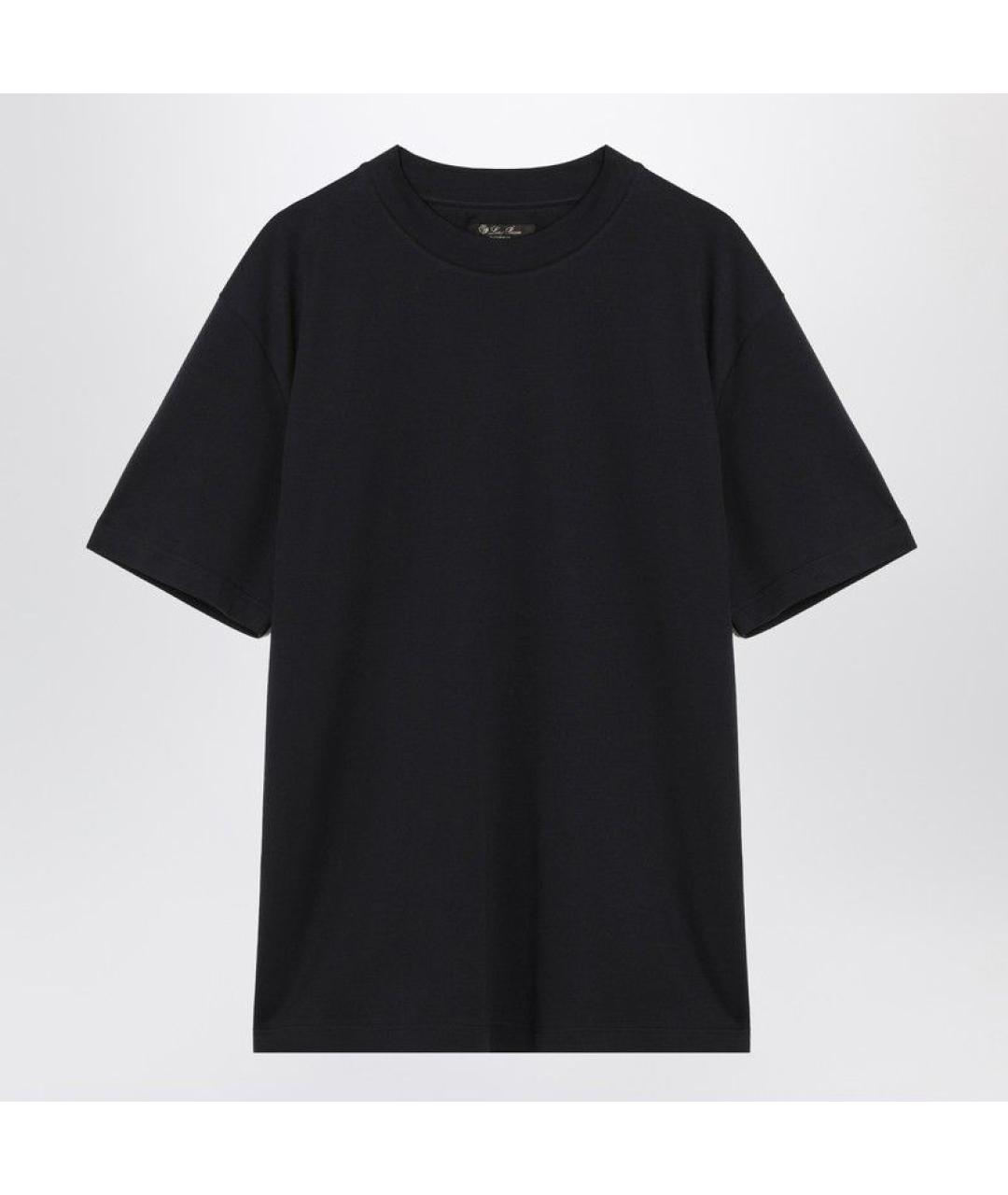 LORO PIANA Темно-синяя хлопковая футболка, фото 3